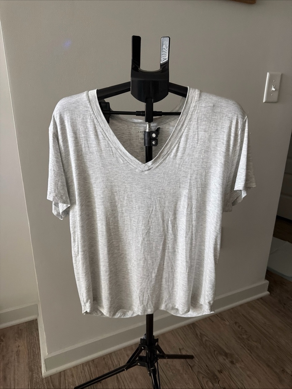 American Eagle Outfitters Light Gray V-Neck Tee